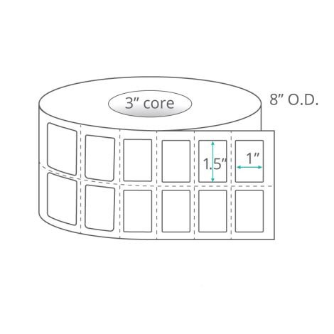 1.5" x 1" (2-Across) Thermal Transfer Labels - Perforated