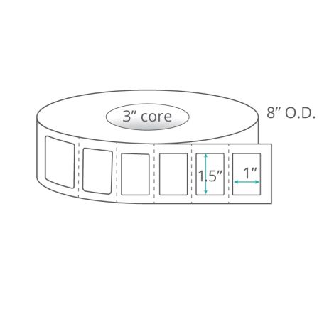 1.5" x 1" (1-Across) Thermal Transfer Labels - Perforated 