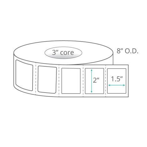 2" x 1.5" (1-Across) Thermal Transfer Labels - Perforated