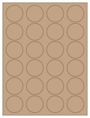 1.625" Diameter 24UP Brown Kraft Laser/Inkjet Labels