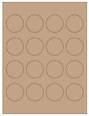 1.75" Diameter 16UP Brown Kraft Laser/Inkjet Labels