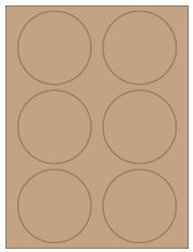 3.33" Diameter 6UP Brown Kraft Laser/Inkjet Labels