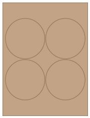 3.9375" Diameter 4UP Brown Kraft Laser/Inkjet Labels