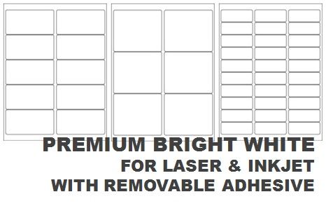 Premium Bright White Laser/Inkjet Labels with Removable Adhesive