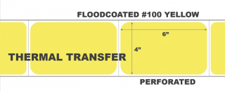 4" x 6" Thermal Transfer Labels - Perforated - Floodcoated #100 Yellow