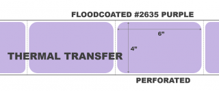 4" x 6" Thermal Transfer Labels - Perforated - Floodcoated #2635 Purple