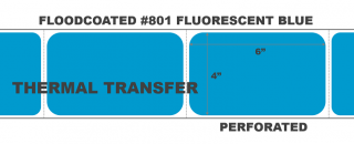 4" x 6" Thermal Transfer Labels - Perforated - Floodcoated #801 Fluorescent Blue