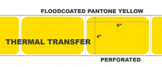 4" x 6" Thermal Transfer Labels - Perforated - Floodcoated Pantone Yellow