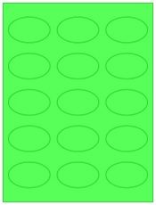 2.375" x 1.4375" 15UP Fluorescent Green Oval Labels