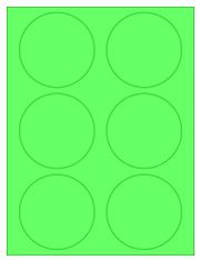 3.33" Diameter 6UP Fluorescent Green Circle Labels