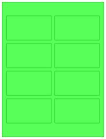 3.75" x 2" 8UP Fluorescent Green Laser Labels