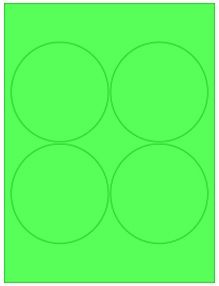 3.9375" Diameter 4UP Fluorescent Green Circle Labels
