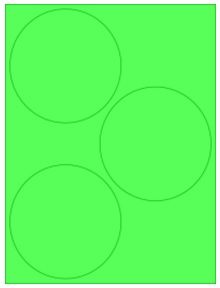 4.5" Diameter 3UP Fluorescent Green Circle Labels