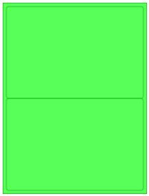 8.4375" x 5.4531" 2UP Fluorescent Green Laser Labels