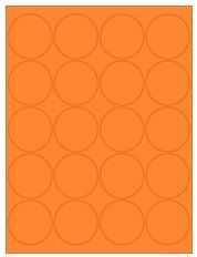 2" Diameter 20UP Fluorescent Orange Circle Labels