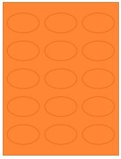 2.375" x 1.4375" 15UP Fluorescent Orange Oval Labels