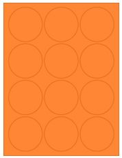 2.5" Diameter 12UP Fluorescent Orange Circle Labels