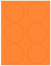 3.33" Diameter 6UP Fluorescent Orange Circle Labels
