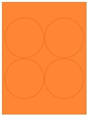 3.9375" Diameter 4UP Fluorescent Orange Circle Labels