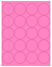 2" Diameter 20UP Fluorescent Pink Circle Labels