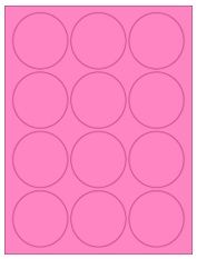 2.5" Diameter 12UP Fluorescent Pink Circle Labels