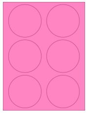3.33" Diameter 6UP Fluorescent Pink Circle Labels