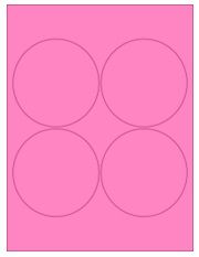 3.9375" Diameter 4UP Fluorescent Pink Circle Labels