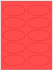 3.75" x 1.75" 10UP Fluorescent Red Oval Labels