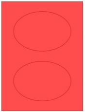 6" x 4" 2UP Fluorescent Red Oval Labels