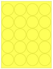 2" Diameter 20UP Fluorescent Yellow Circle Labels
