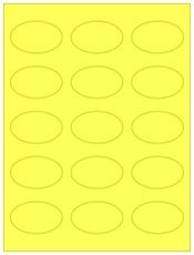 2.375" x 1.4375" 15UP Fluorescent Yellow Oval Labels