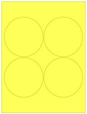 3.9375" Diameter 4UP Fluorescent Yellow Circle Labels
