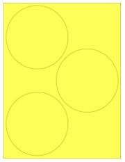 4.5" Diameter 3UP Fluorescent Yellow Circle Labels