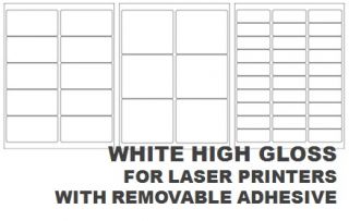 White Gloss Laser Labels with Removable Adhesive