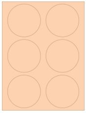 3.33" Diameter 6UP Pastel Orange Circle Labels