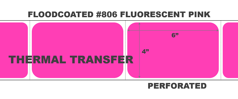 500 per Roll 4 x 6 Fluorescent Pink Rectangle Labels