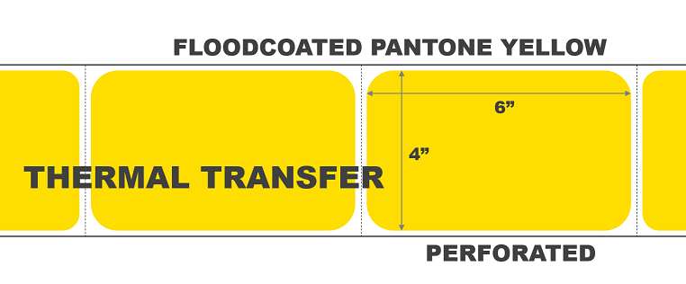 100mm x 100mm Pantone Yellow Thermal Transfer Labels Permanent Adhesive. 
