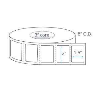 2" x 1.5" (1-Across) Thermal Transfer Labels - Perforated