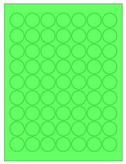 1" Diameter 63UP Fluorescent Green Circle Labels