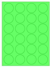 1.625" Diameter 24UP Fluorescent Green Circle Labels