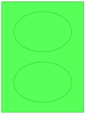 6" x 4" 2UP Fluorescent Green Oval Labels