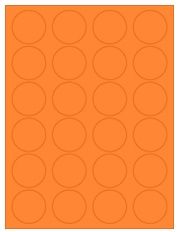 1.625" Diameter 24UP Fluorescent Orange Circle Labels