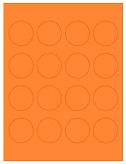 1.75" Diameter 16UP Fluorescent Orange Circle Labels