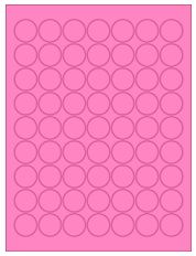 1" Diameter 63UP Fluorescent Pink Circle Labels
