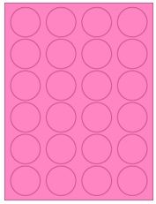 1.625" Diameter 24UP Fluorescent Pink Circle Labels