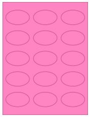 2.375" x 1.4375" 15UP Fluorescent Pink Oval Labels