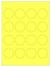 1.75" Diameter 16UP Fluorescent Yellow Circle Labels