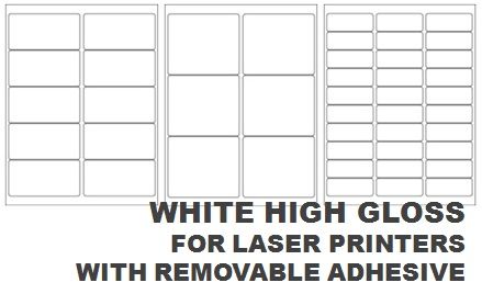 White Gloss Laser Labels with Removable Adhesive