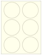 3.33" Diameter 6UP Pastel Yellow Circle Labels